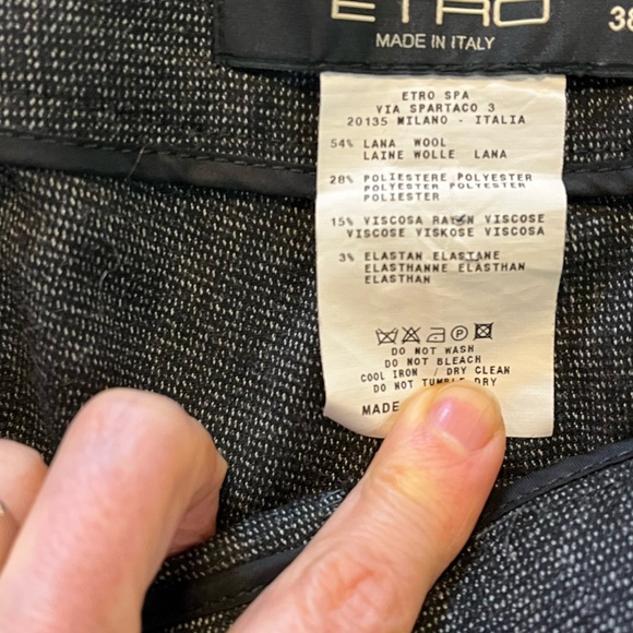 Etro Gray Ankle wool blend Cropped gray textured Pants 38 - Picture 3 of 7